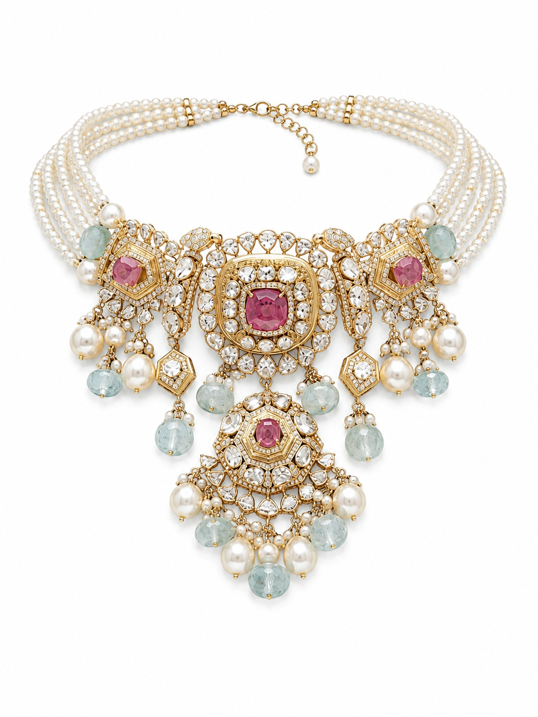 Royal ruby and pearl Set