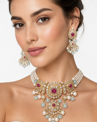 Royal ruby and pearl Set
