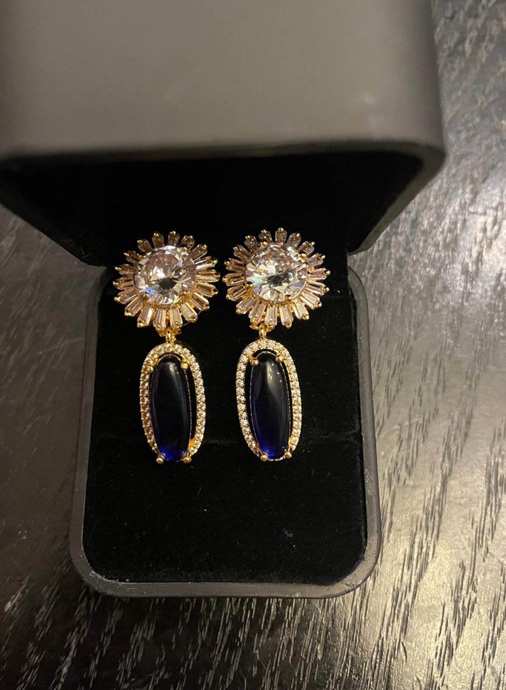 1 karat blue American diamond danglers