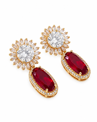 American Diamond-Cubic Zirconia Deep Maroon Earrings