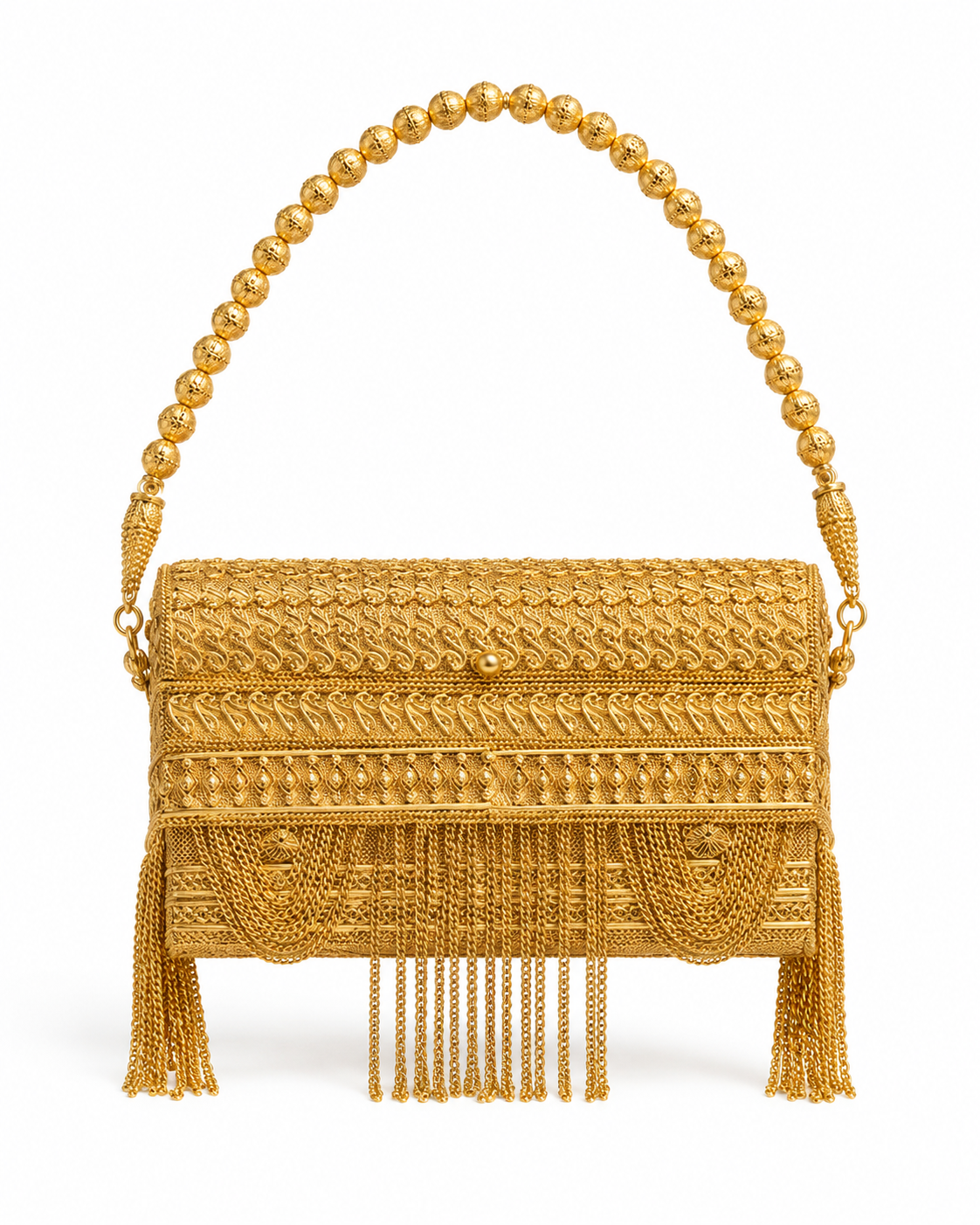 The gilded tassels clutch
