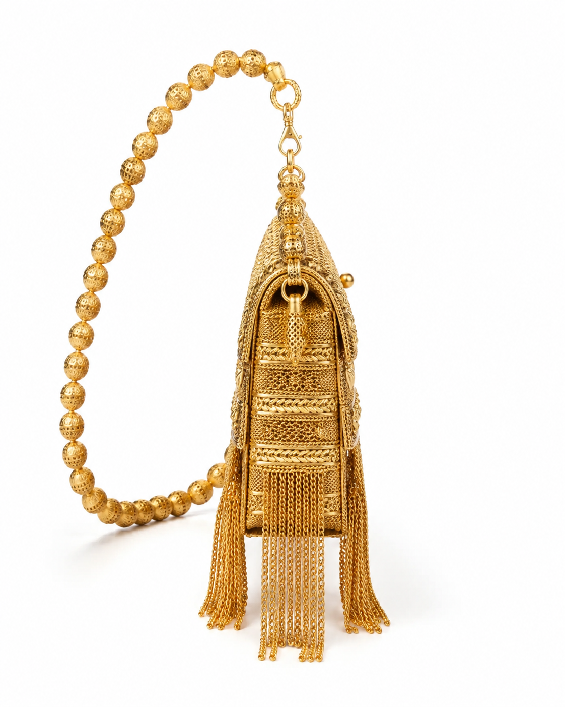 The gilded tassels clutch