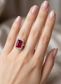 Estele Rhodium Plated Ruby