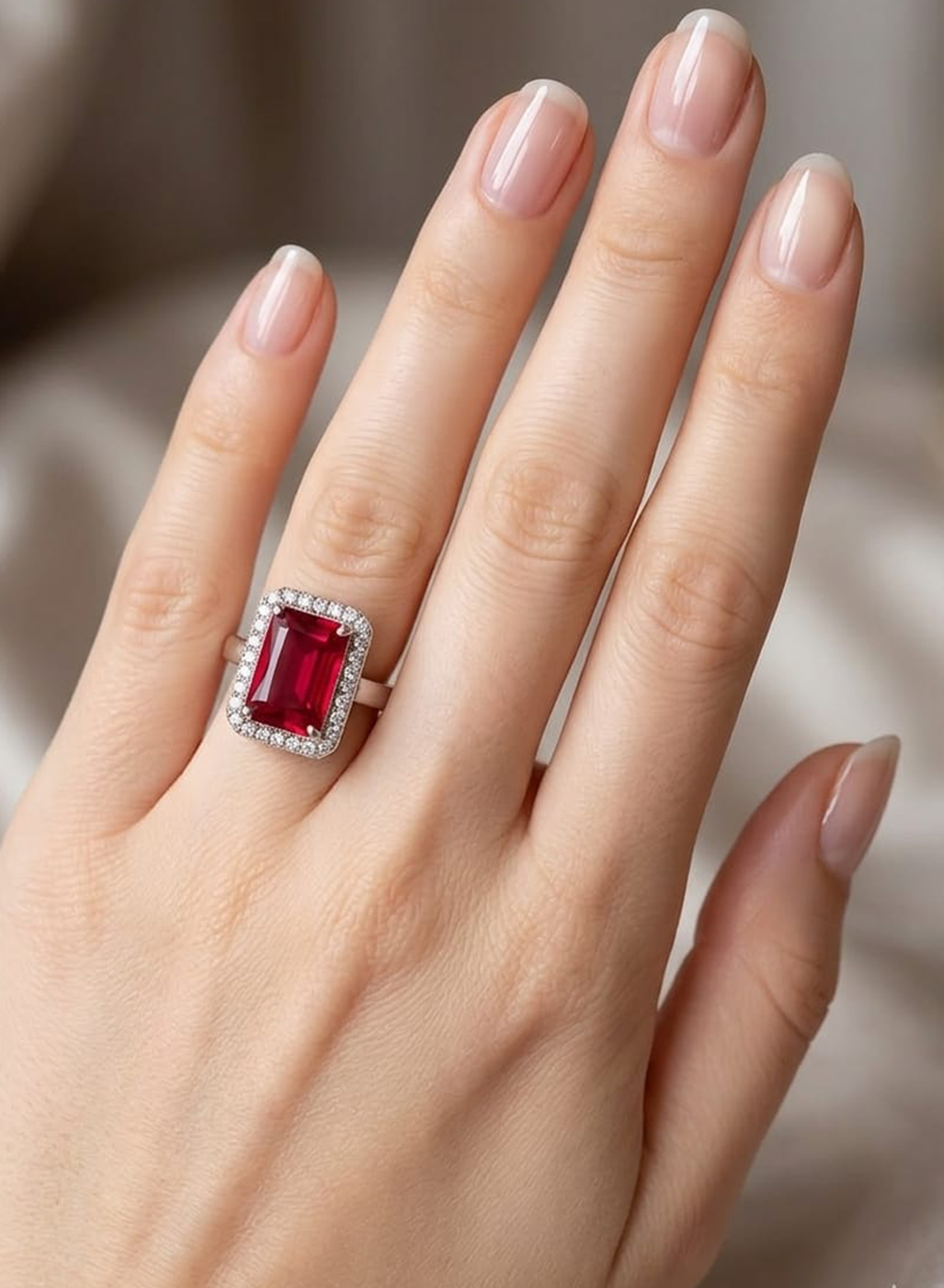 Estele Rhodium Plated Ruby