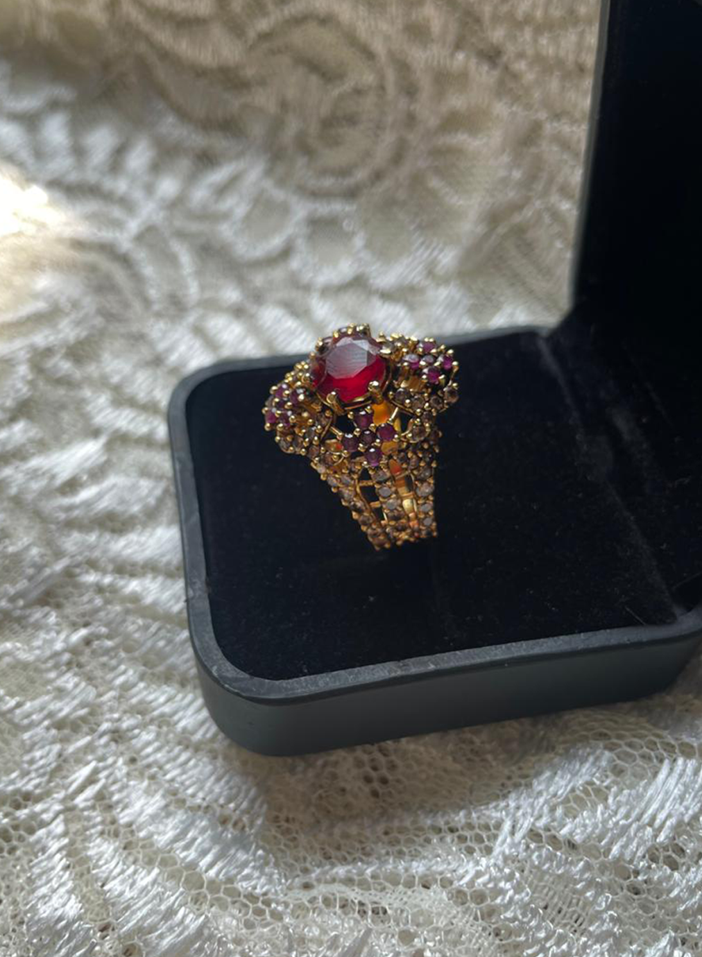 Gold Plated Red stone