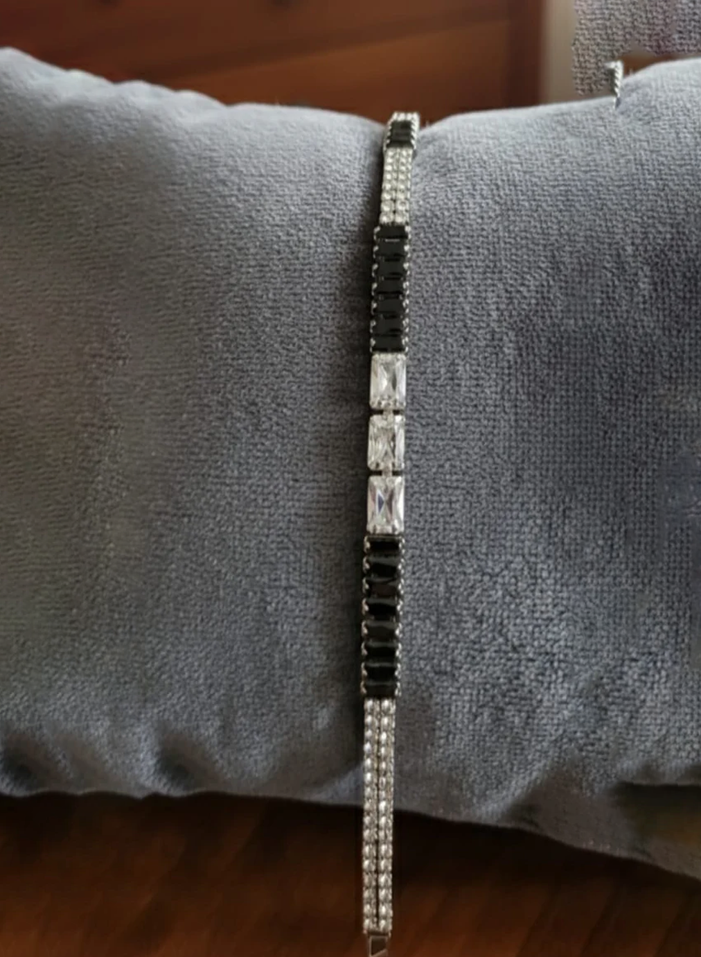 Black & Silver Cubic Stone Bracelet