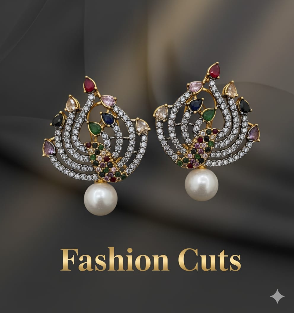 Multi Zirconia pearl drop earrings