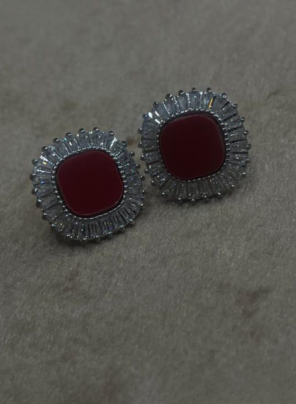 Red Malachite halo studs