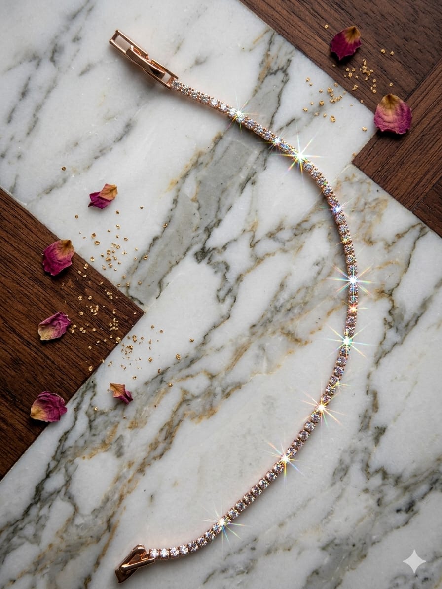 Tennis Bracelet Golden withe diamenties