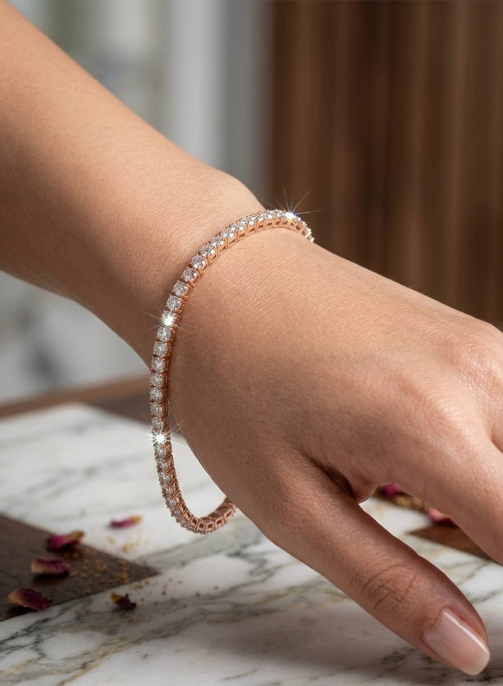 Tennis Bracelet Golden with diamenties
