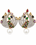 Multi Zirconia pearl drop earrings