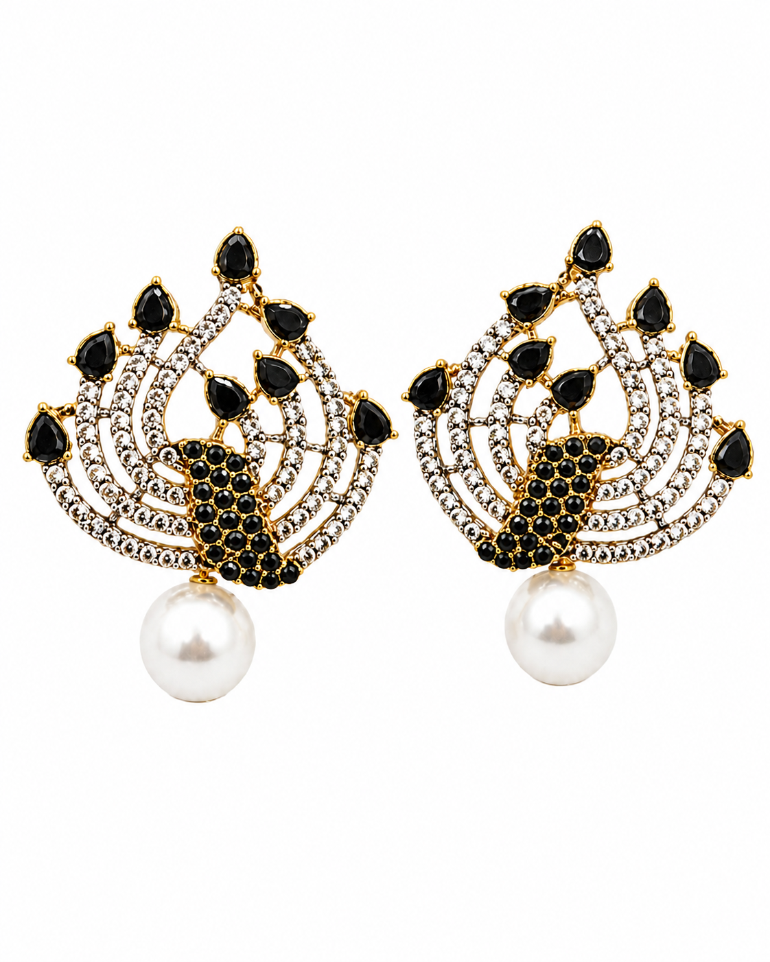 The Pearl Peacock Drop Studs