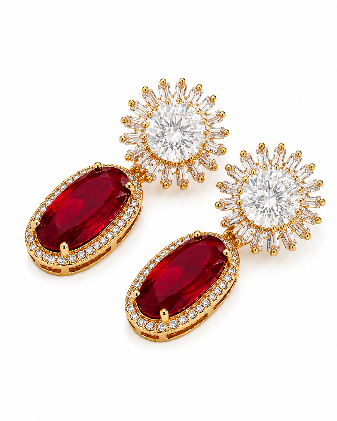 American Diamond-Cubic Zirconia Deep Maroon Earrings