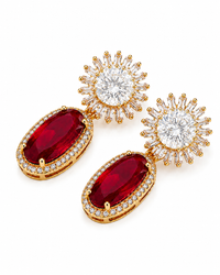 American Diamond-Cubic Zirconia Deep Maroon Earrings