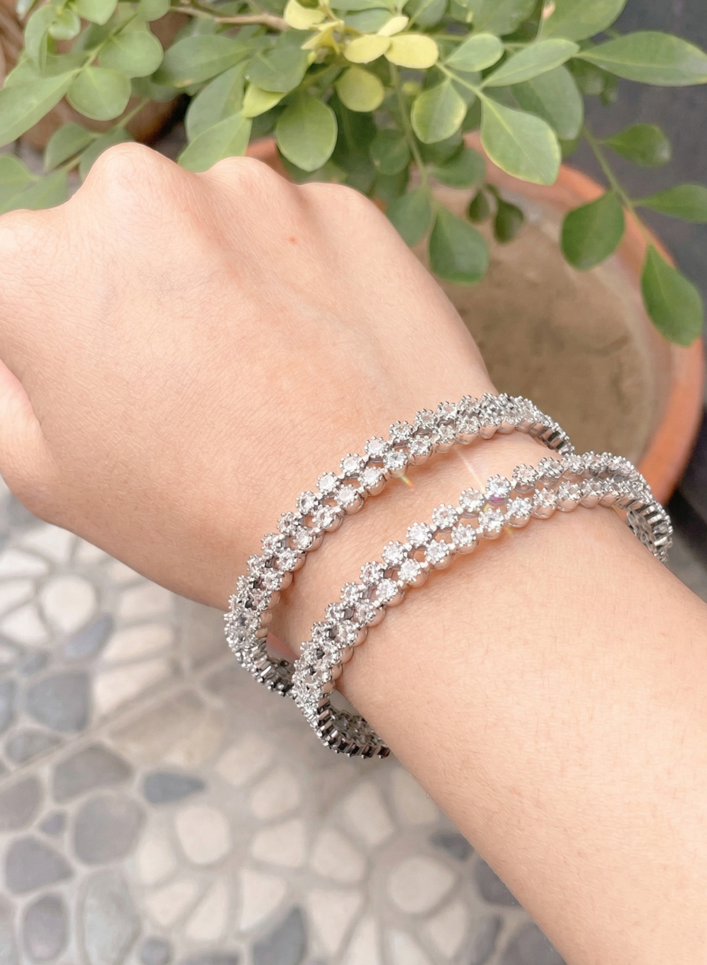 The Silver Halo Bangles